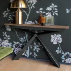 Consola con Tapa Efecto Mortero y Base de Metal Made in Italy - Timedio Viadurini