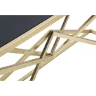 Consola con estructura en metal dorado y tablero en vidrio negro - Eritrea Viadurini