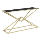 Consola con estructura en metal dorado y tablero en vidrio negro - Eritrea Viadurini