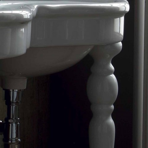 Consola de baño con doble lavabo de cerámica, hecha en Italia, Magda