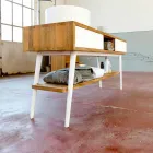 Consola de baño de teca de diseño moderno en teca natural Pistoia Viadurini