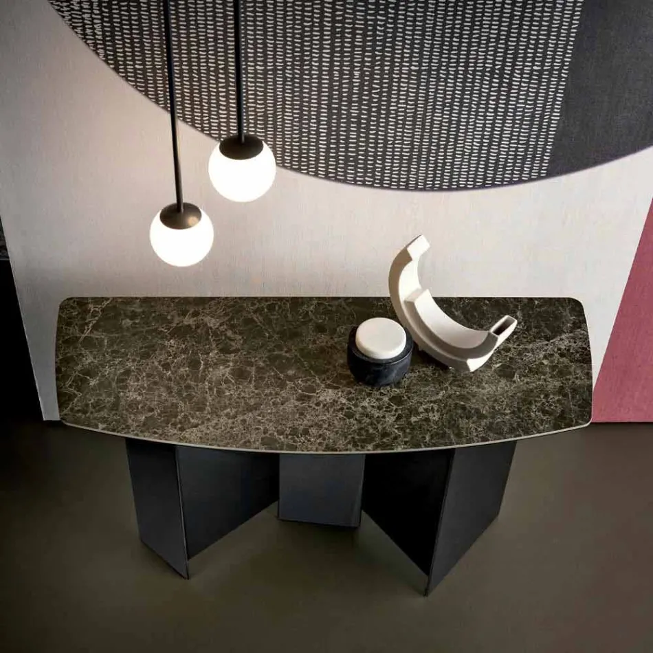 Consola de diseño Made in Italy en cerámica y vidrio - Aleatorio Viadurini