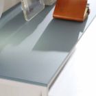Consola de salón de metal con tapa de cristal Made in Italy - Iridio Viadurini