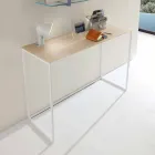 Consola de salón de metal con tapa de cristal Made in Italy - Iridio Viadurini