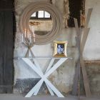 Consola para sala de estar o entrada en hierro coloreado hecho en Italia - Zecchina Viadurini