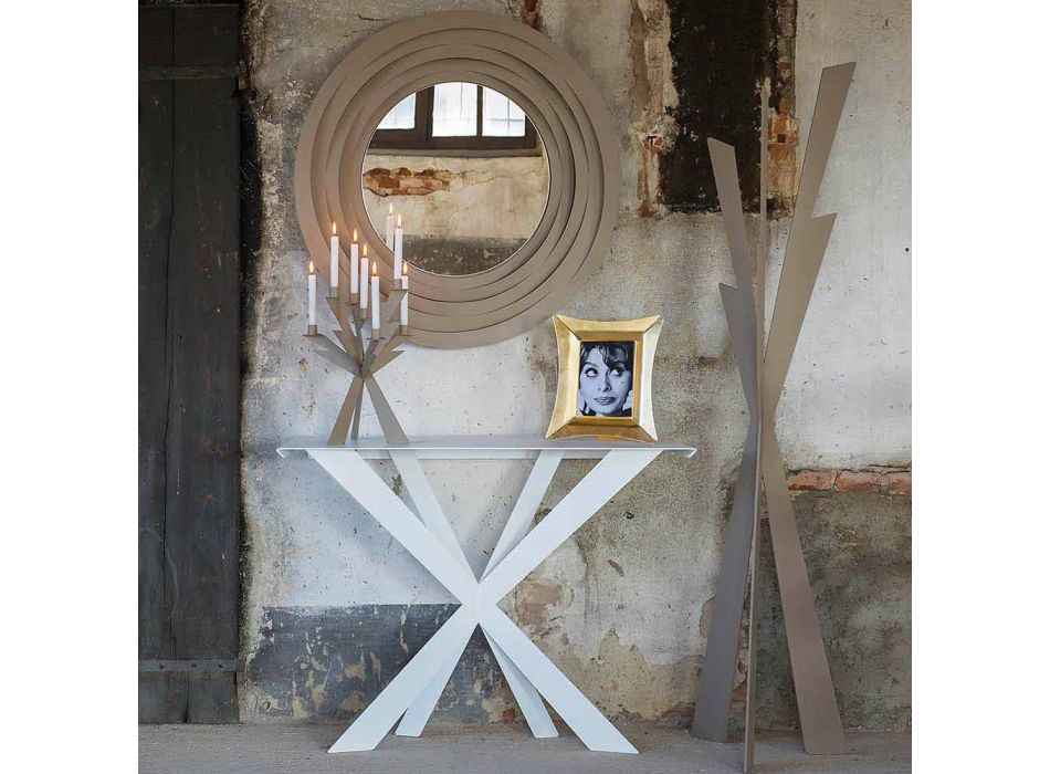 Consola para sala de estar o entrada en hierro coloreado hecho en Italia - Zecchina Viadurini