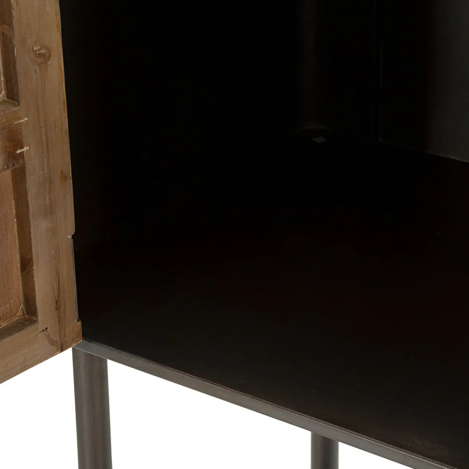 Consola de salón en madera de abeto y hierro gris con 2 puertas - Cooper Viadurini