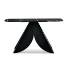 Consola metálica Cristina con tablero cerámico efecto mármol para el salón. Viadurini