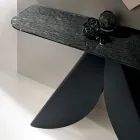 Consola de salón de metal con tablero de cristal martillado plateado en la parte posterior - Cristina Viadurini