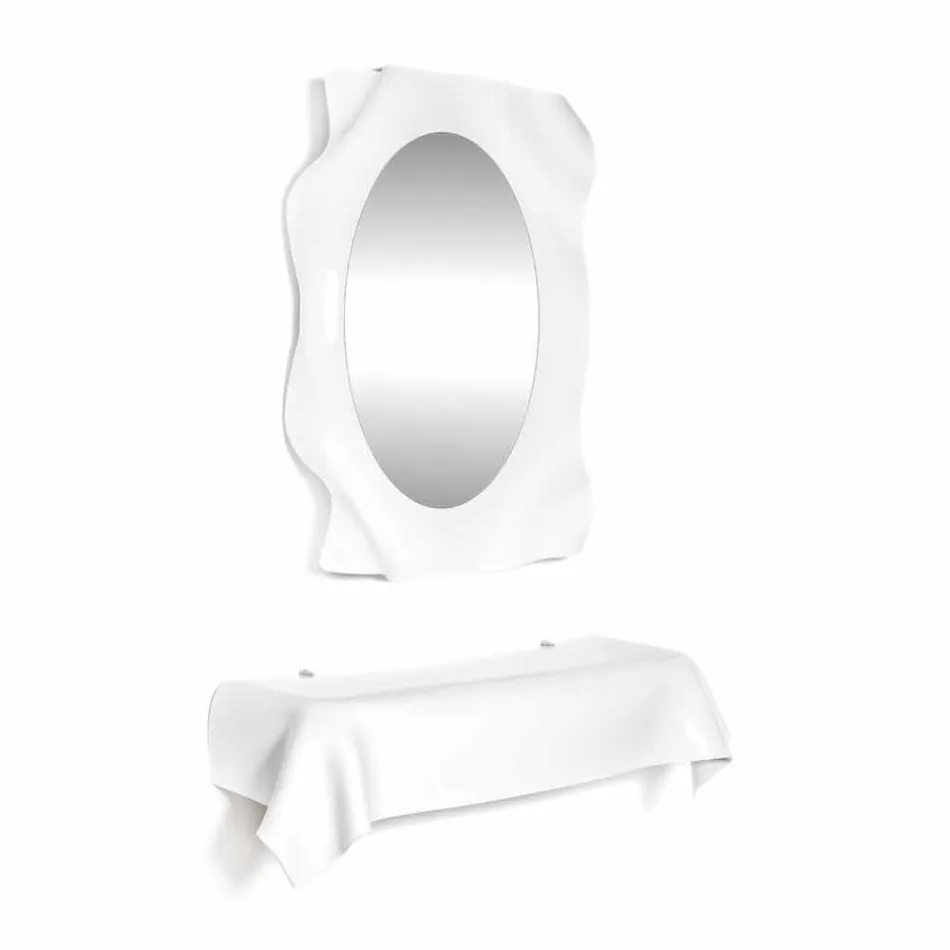 Consola de diseño moderno en plexiglás blanco drapeado. Viadurini