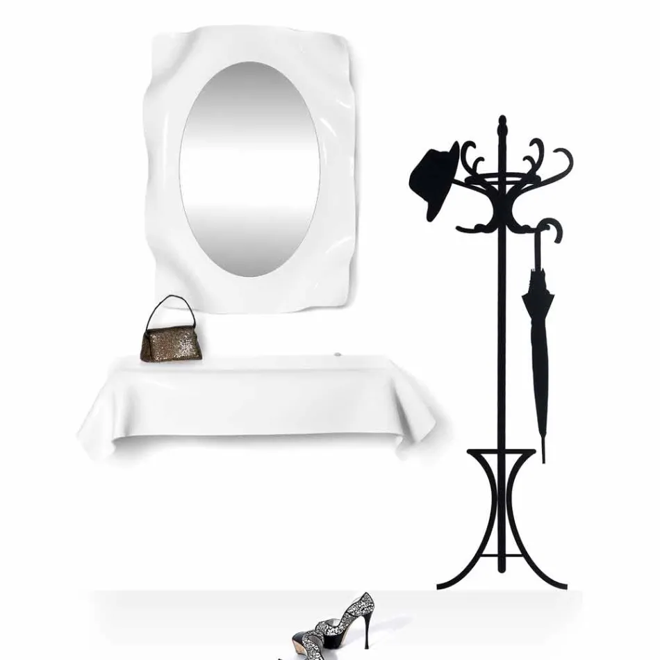 Consola de diseño moderno en plexiglás blanco drapeado. Viadurini