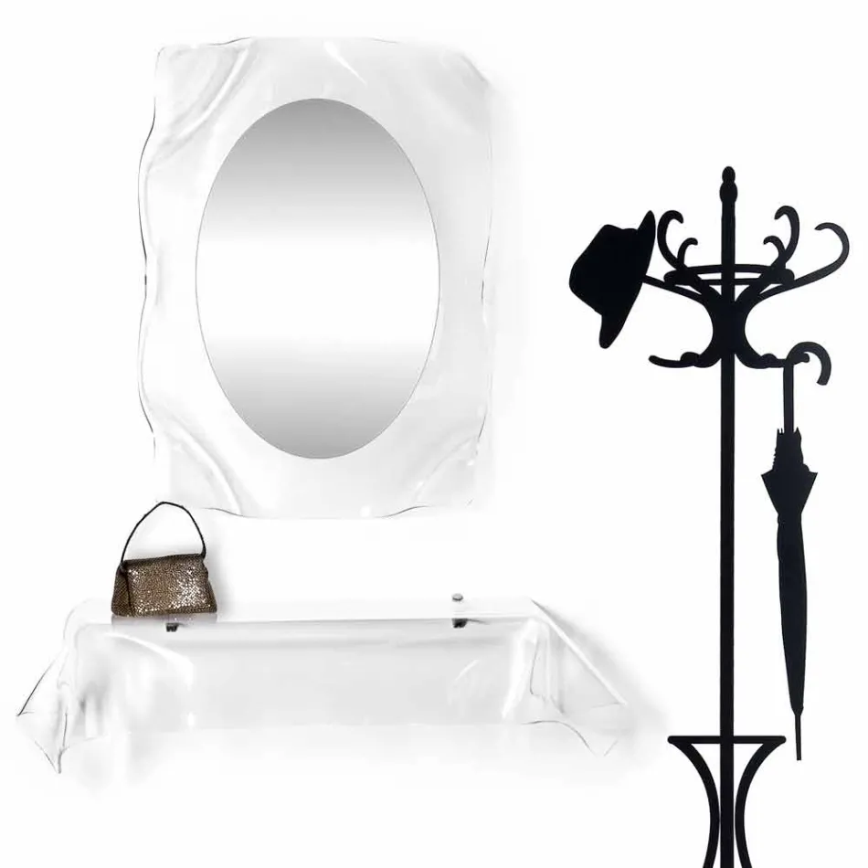 Consola de diseño moderno en plexiglás transparente drapeado. Viadurini