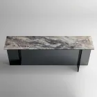 Consola de diseño con tablero de mármol y base de vidrio Made in Italy - Molino Viadurini