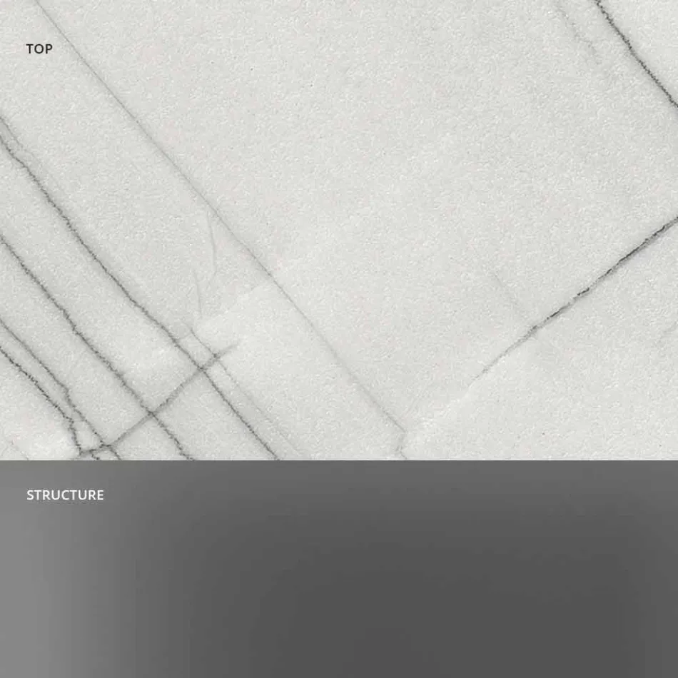 Consola de diseño con tablero de mármol y base de vidrio Made in Italy - Molino Viadurini