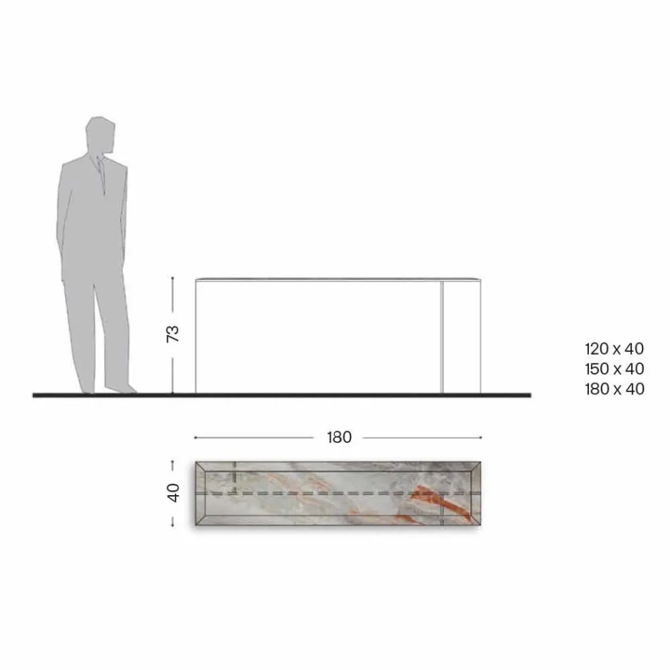 Consola de diseño con tablero de mármol y base de vidrio Made in Italy - Molino Viadurini