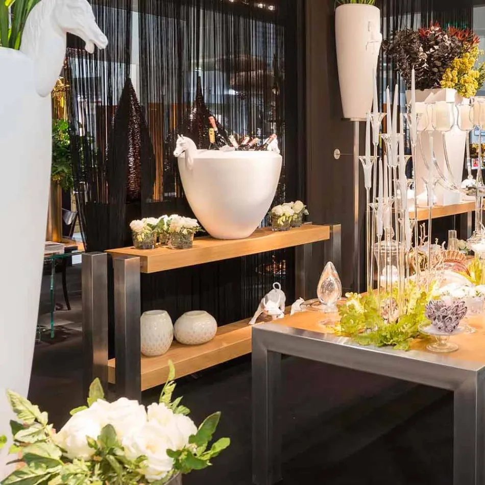 Diseño de la consola de doble plataforma rectangular de roble Aida Viadurini