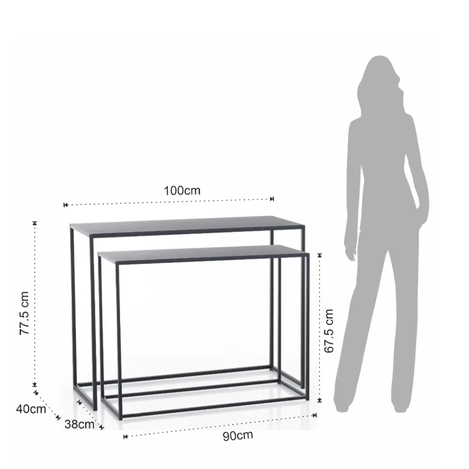 Consola Doble Fabricada en Acero Antracita - Osmio Viadurini