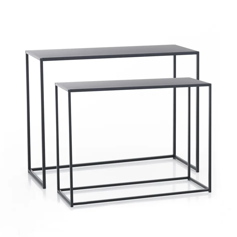 Consola Doble Fabricada en Acero Antracita - Osmio Viadurini