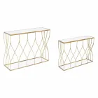 Consola Elegante en Acero y Vidrio de Diseño Moderno y Glamour 2 Piezas - Irene Viadurini