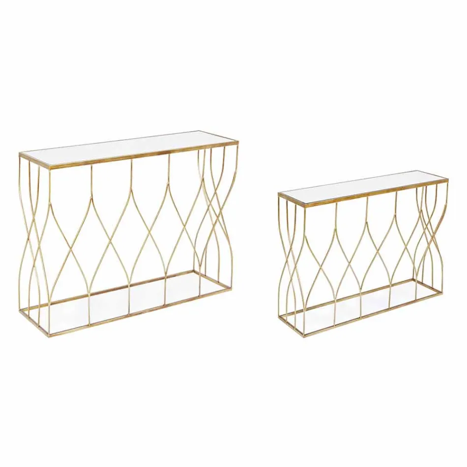 Consola Elegante en Acero y Vidrio de Diseño Moderno y Glamour 2 Piezas - Irene Viadurini