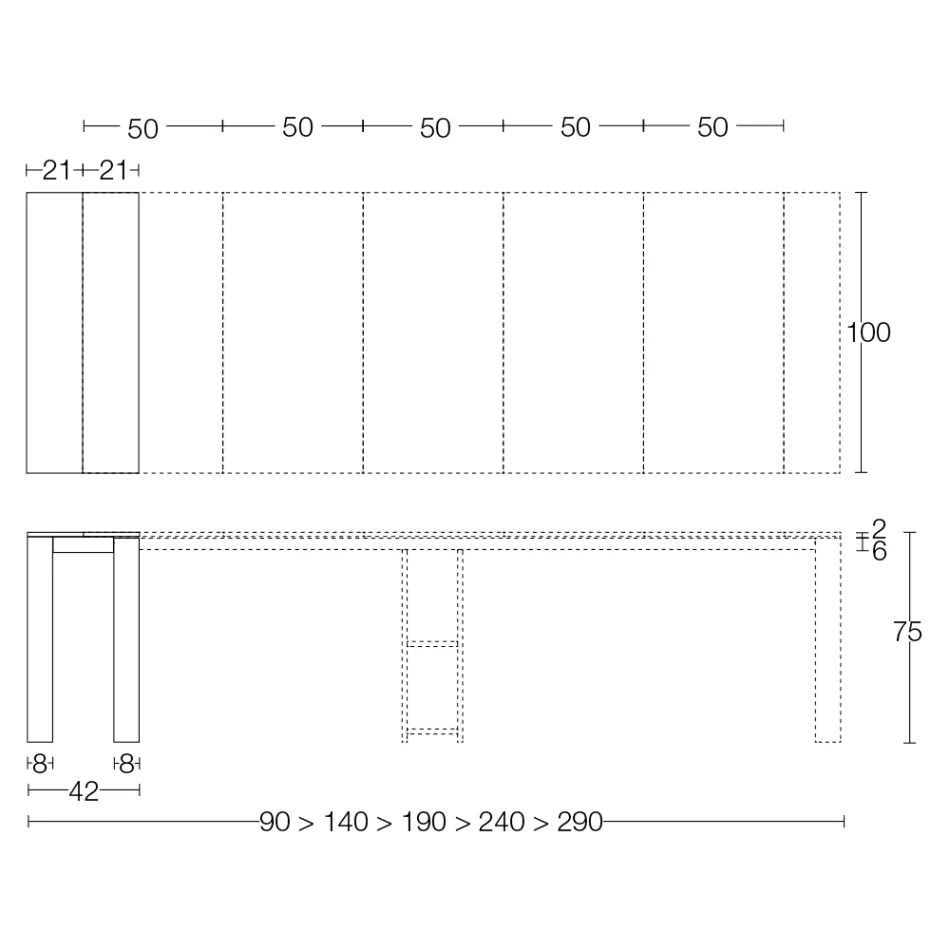Consola extensible para exterior con base de metal y tablero de Hpl - Aghetto Viadurini