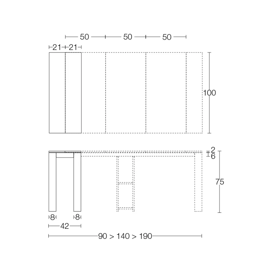 Consola extensible para exterior con base de metal y tablero de Hpl - Aghetto Viadurini