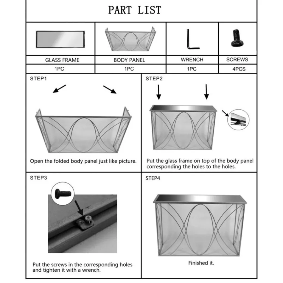 Consola de entrada fija en Hierro dorado con tablero de espejo - Emilia Viadurini
