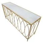 Consola de entrada fija en hierro dorado con tapa de cristal - Primula Viadurini