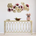 Consola de entrada fija en hierro dorado con tapa de cristal - Primula Viadurini