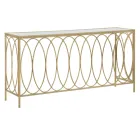 Consola de entrada fija en hierro dorado con tapa de cristal - Primula Viadurini