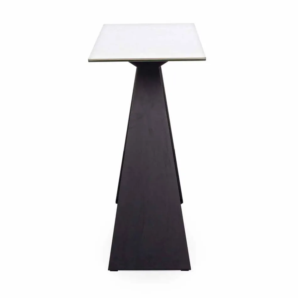 Consola de acero con tablero de cerámica y vidrio de diseño moderno - Cubebe Viadurini