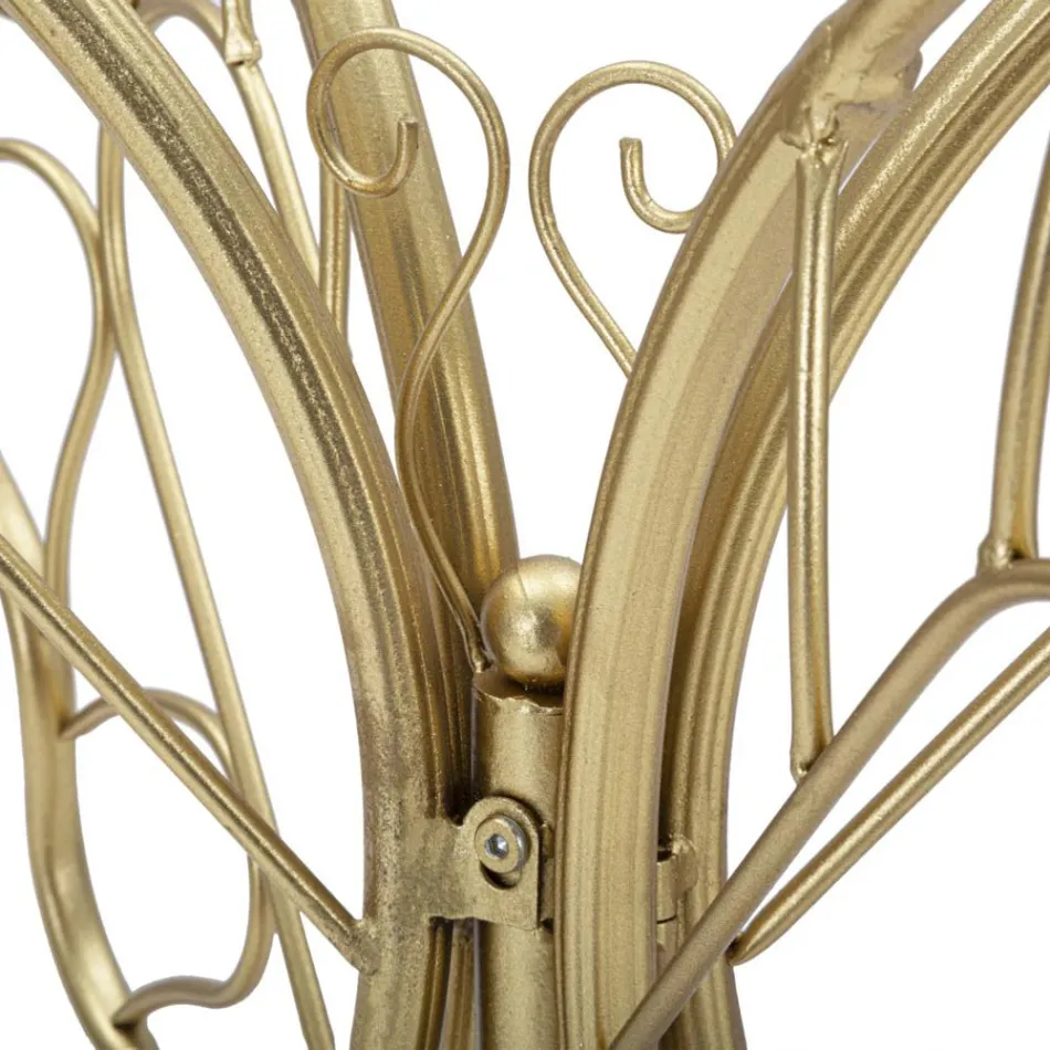 Consola de hierro con acabado dorado con tapa de vidrio transparente - Farella Viadurini