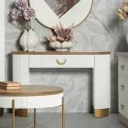 Consola de madera con tablero e inserciones de diseño redondeado y cajón - Rachel Viadurini