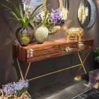 Consola en ebony wood pulido con 4 cajones Ada Viadurini