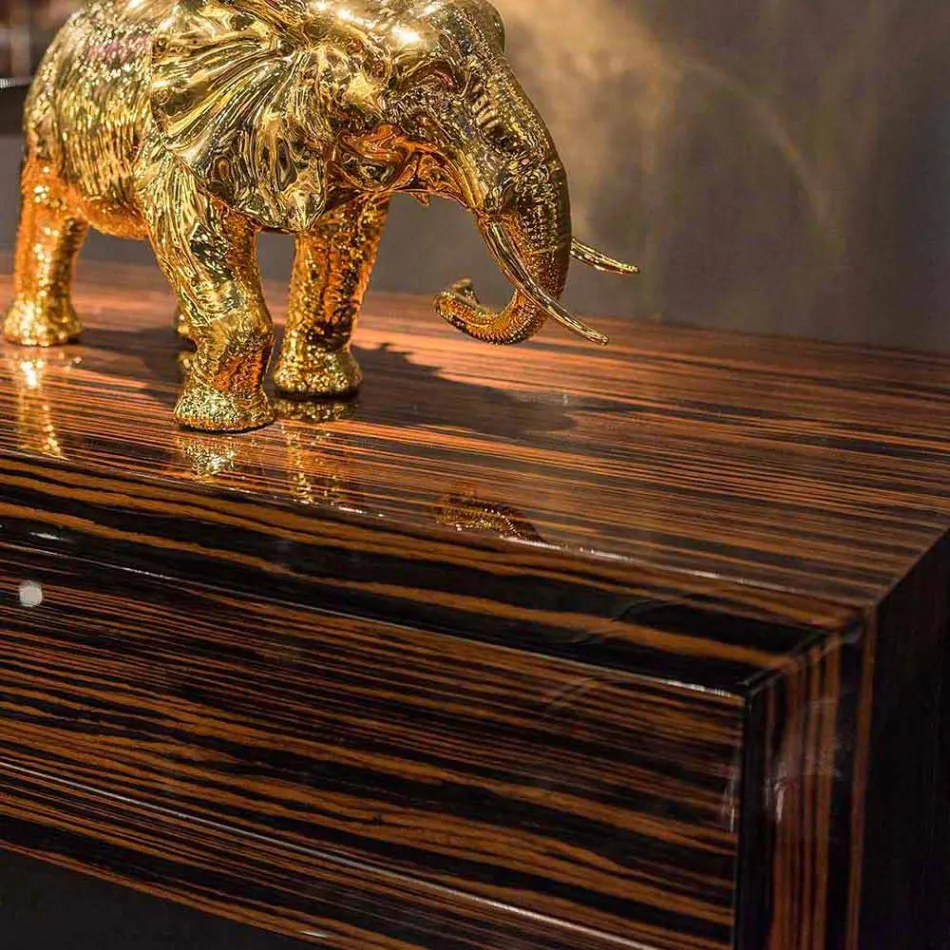 Consola en ebony wood pulido con 4 cajones Ada Viadurini