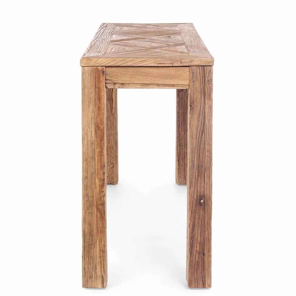 Consola en madera de olmo reciclada con tablero de diseño Homemotion - Galanga Viadurini