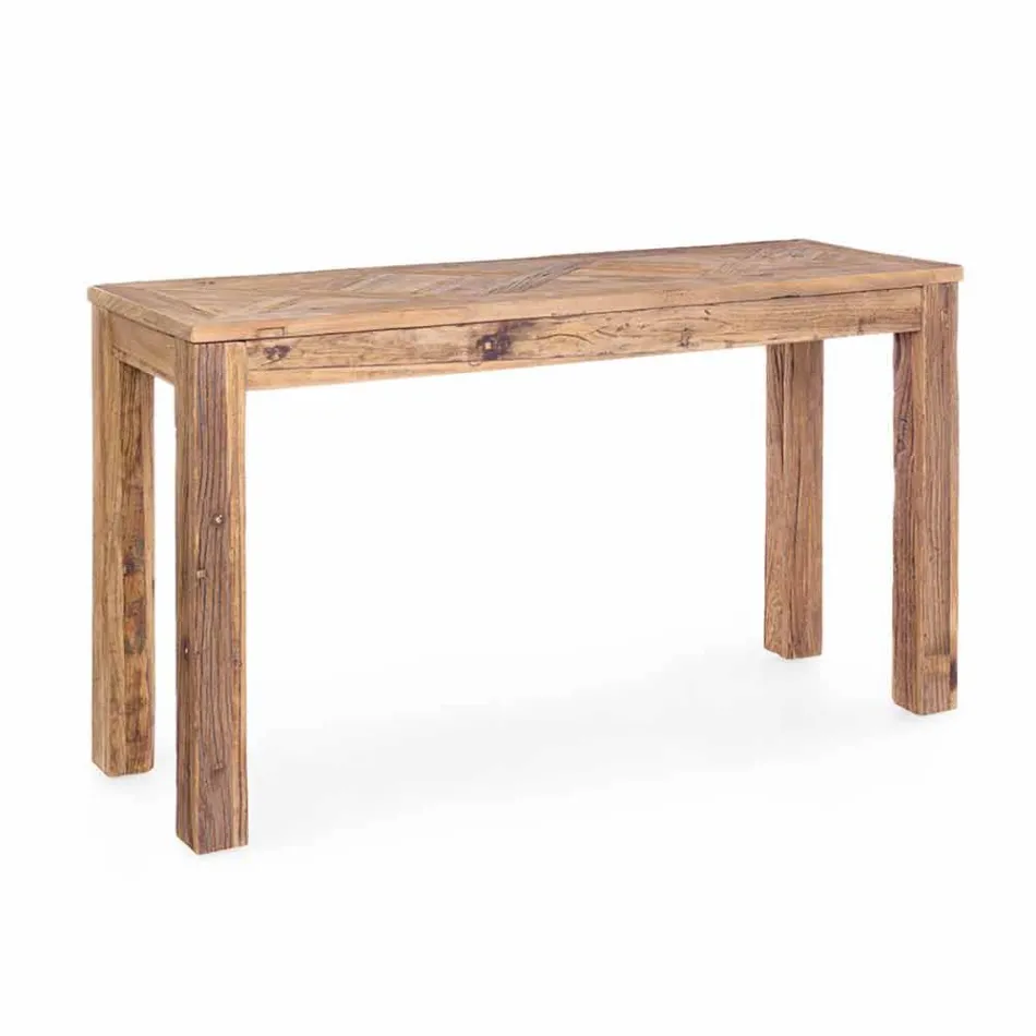 Consola en madera de olmo reciclada con tablero de diseño Homemotion - Galanga Viadurini