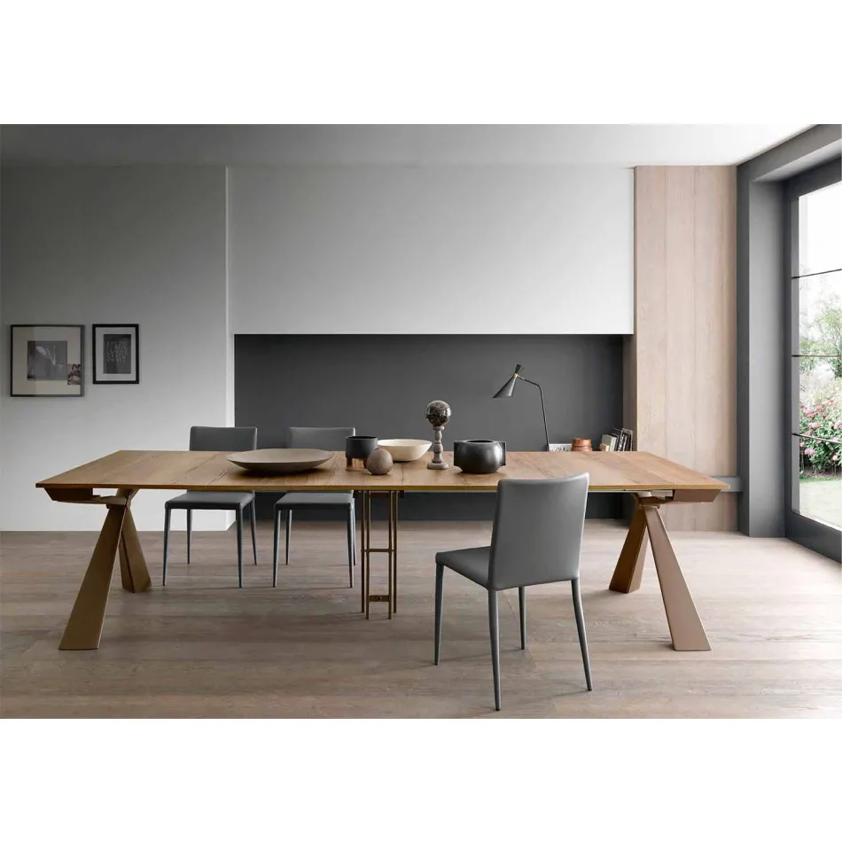Consola en madera y metal extensible hasta 295 cm Made in Italy - Timedio Viadurini