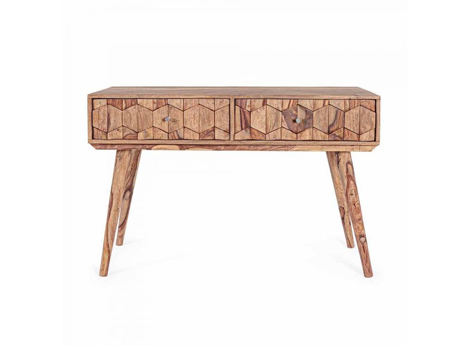 Consola de madera de sheesham con dos cajones de diseño de lujo Homemotion - Fregene Viadurini