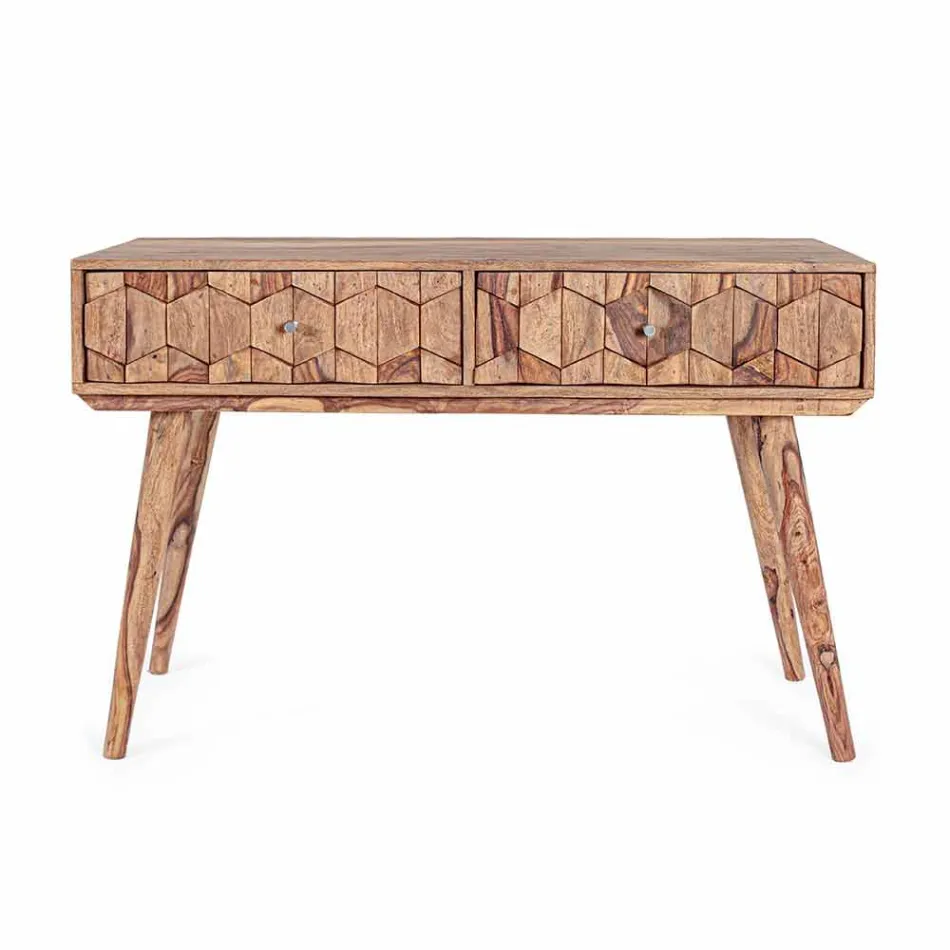 Consola de madera de sheesham con dos cajones de diseño de lujo Homemotion - Fregene Viadurini