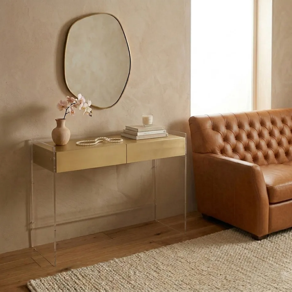 Mesa consola en tres acabados, fabricada en plexiglás, hecha en Italia - Fedra Viadurini