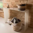 Consola de cristal templado curvo de 10 mm con efecto mármol - Agordo Viadurini