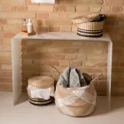 Consola de cristal templado curvo de 10 mm con efecto mármol - Agordo Viadurini