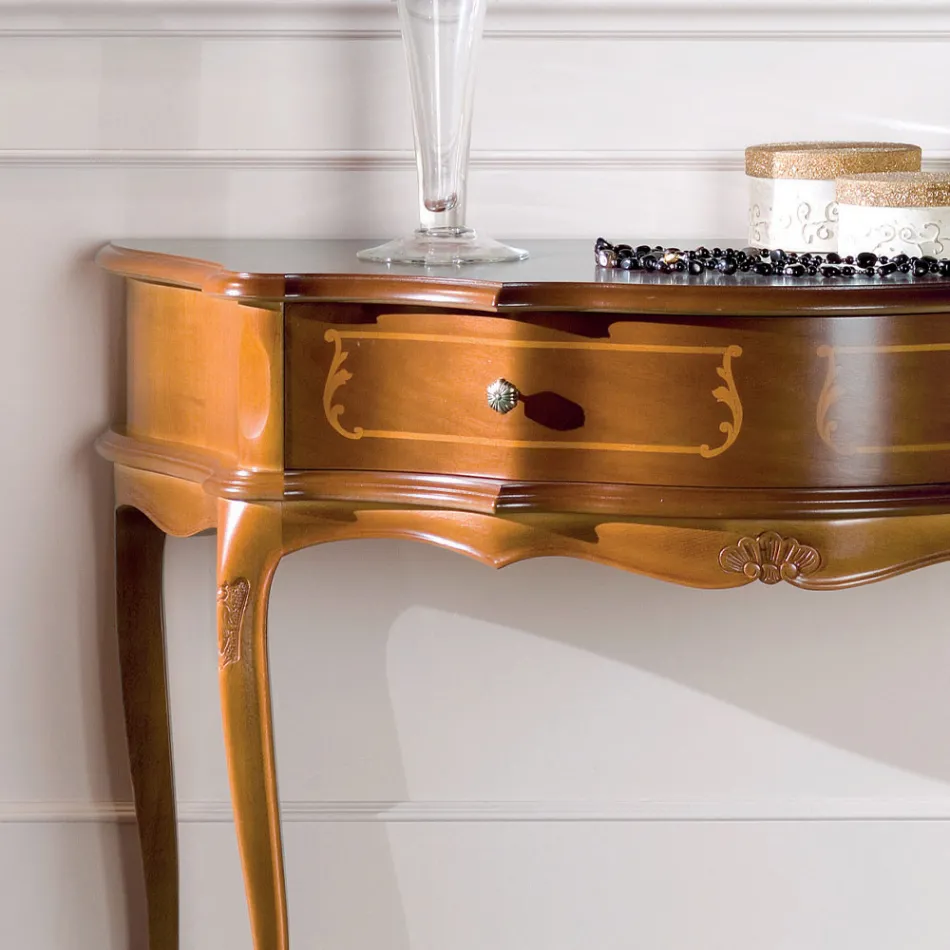Consola de entrada clásica en madera con 1 cajón Made in Italy - Leonor Viadurini