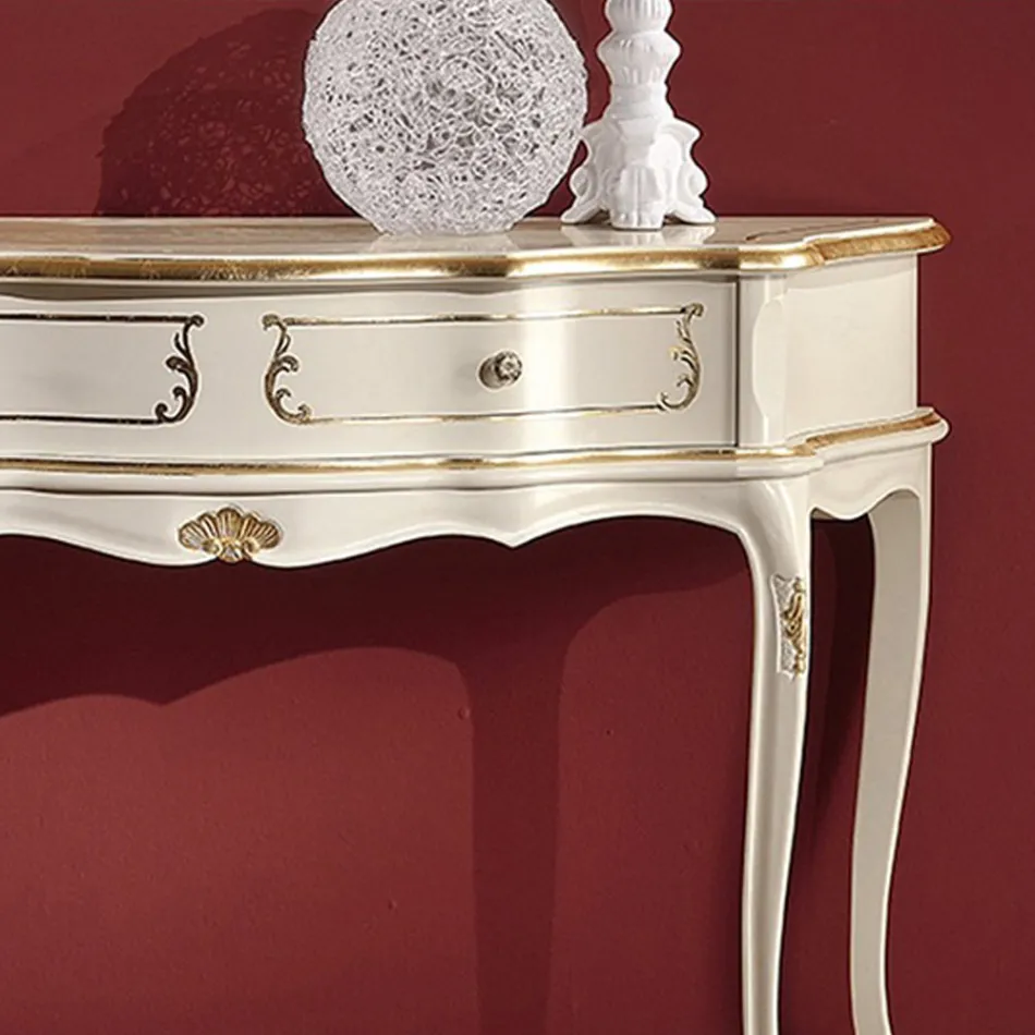 Consola de entrada clásica en madera con 1 cajón Made in Italy - Leonor Viadurini