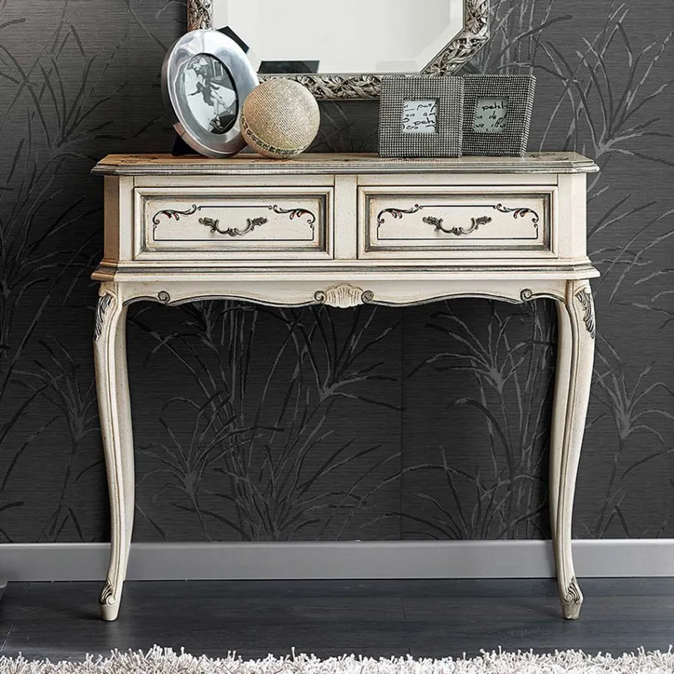 Consola de entrada clásica en madera con cajones Made in Italy - Richard Viadurini