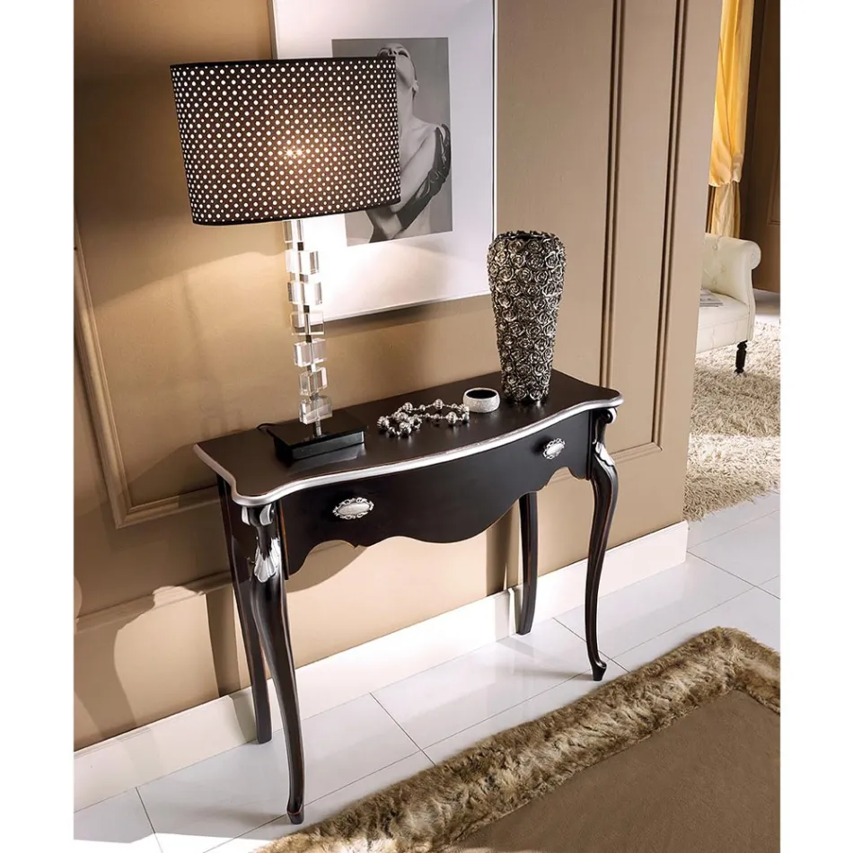 Consola de entrada clásica de madera con cajón Made in Italy - Ottaviano Viadurini