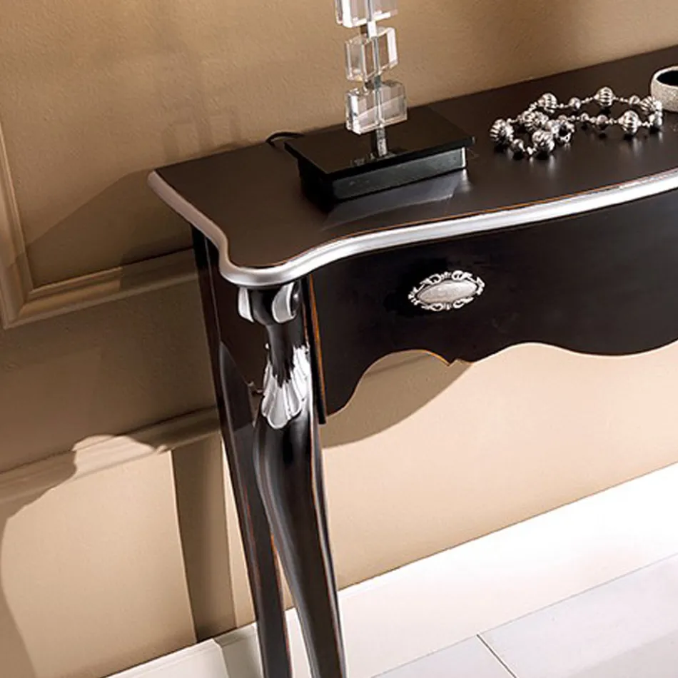 Consola de entrada clásica de madera con cajón Made in Italy - Ottaviano Viadurini