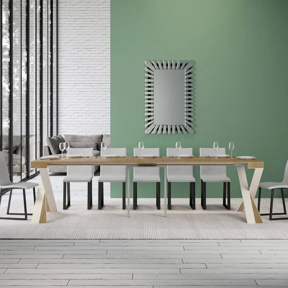 Consola moderna extensible a 300 cm con estructura blanca Made in Italy - Espejo Viadurini