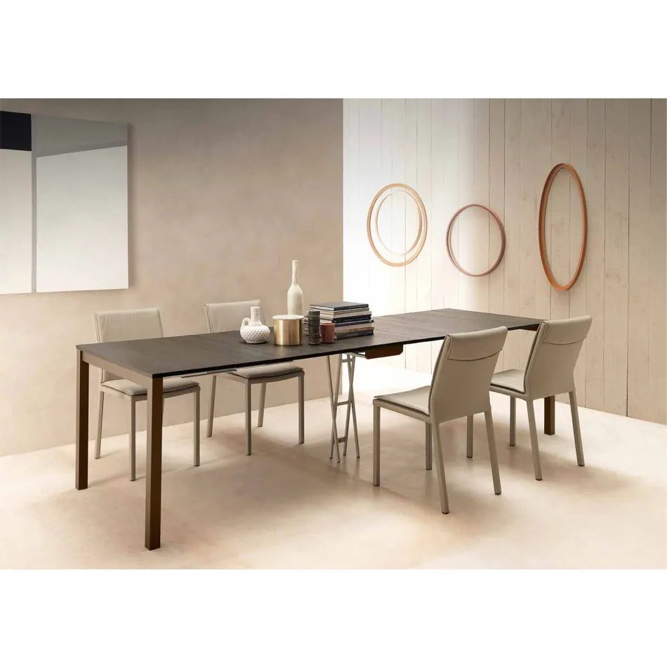 Consola moderna extensible en madera de roble y metal Made in Italy - Nappo Viadurini